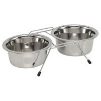 Produktbild von Nobby Napfständer Double Diner aus Edelstahl in Silber mit 2 Näpfen - 2 x 0,9 l