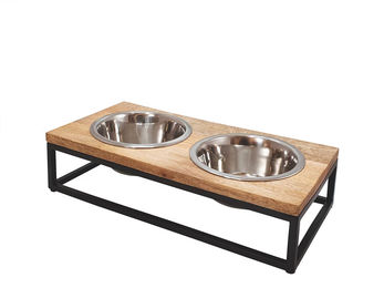 Nobby Napfständer Elegant Diner aus Holz in Braun mit 2 Näpfen 56 x 28 x 17 cm - 2 x 2,8 l – Bild 1 von 3