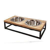 Produktbild von Nobby Napfständer Elegant Diner aus Mangoholz mit 2 Edelstahl Näpfen Braun Silber 48 x 22 x 16 cm - 0,8 l