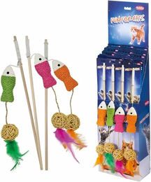 Produktbild von Nobby Pet Katzen-Spielzeugset mit Angelruten, Fisch und Sisalball in Beige und Bunt