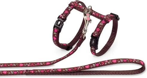 Nobby Pet Love Katzengeschirr Garnitur aus Nylon mit Glöckchen und Herzdesign verstellbar – Bild 1 von 2