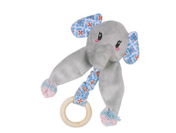Produktbild von Nobby Plüsch Elefant mit Catnip und Holzring Blau 16 cm