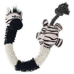 Nobby Plüsch Hundespielzeug Zebra mit Seil und Squeaker für Welpen und Hunde 61 cm – Bild 1 von 3