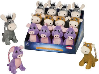 Produktbild von Nobby Plüschspielzeug für Hunde mit Seil Esel Kuh oder Schwein 14 cm