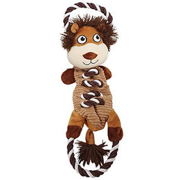 Nobby Plüschspielzeug Löwe mit Seil und Squeaker für Hunde Welpen Braun 47 cm – Bild 1 von 2