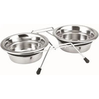 Produktbild von Nobby Silent Diner Doppelnapf aus Edelstahl für Hunde mit 2 Näpfen à 21 cm - 1,7 l