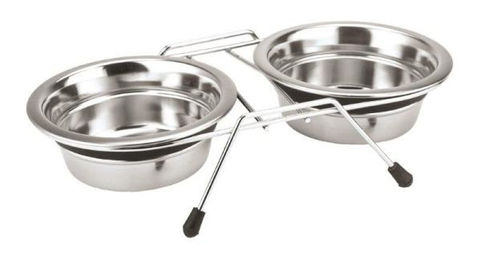 Nobby Silent Diner Doppelnapf aus Edelstahl für Hunde in Silber - 0,25 l – Bild 1 von 2