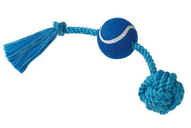 Nobby Spielseil mit Tennisball 45 cm in Gelb Rot oder Blau - 310 g – Bild 1 von 2