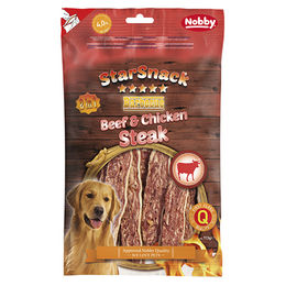Produktbild von Nobby Starsnack Barbecue Beef & Chicken Steak Trockenfleisch mit hohem Fleischanteil 113 g - 113 g