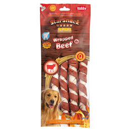 Produktbild von Nobby Starsnack Barbecue Wrapped Beef und Ente Zahnpflege-Snack für große Hunde 270g