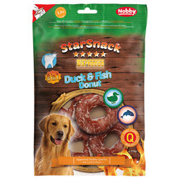 Produktbild von Nobby StarSnack Kausnack Donut Ente und Kabeljau mit Rind ohne Zucker 110 g - 4 x 110 g