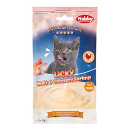 Nobby Starsnack Licky Cat Leckerli Paste Malt Huhn und Garnele 5 x 15 g - 5 x 15 g – Bild 1 von 2