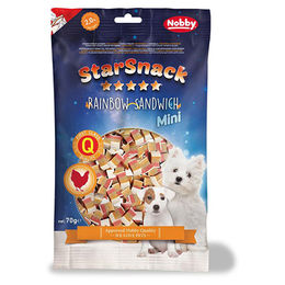 Nobby Starsnack Mini Rainbow Sandwich Belohnungssnack für Welpen mit Huhn und Fisch 70 g - 70 g – Bild 1 von 3