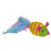 Produktbild von Nobby Strickmaus mit Feder und Catnip für Katzen in Bunt