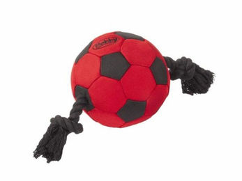 Nobby Taff Toy Ball Hundespielzeug aus Nylon mit Seil Rot 35 cm – Bild 1 von 3