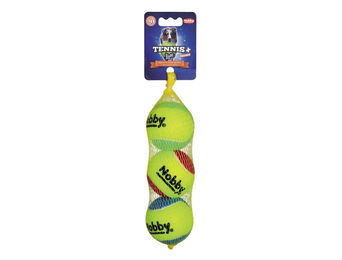 Nobby Tennisball mit Squeaker für Hunde Größe M 3er Netz bunt – Bild 1 von 2