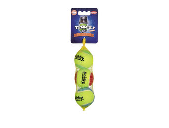 Produktbild von Nobby Tennisball mit Squeaker für Hunde Größe S Gelb 3er Netz - 3 x 5 cm