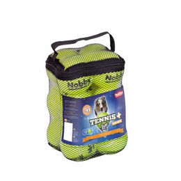 Nobby Tennisball mit Squeaker für Hunde XS Mini Gelb 12er Netztasche – Bild 1 von 2