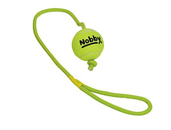 Produktbild von Nobby Tennisball mit Wurfschlaufe für Hunde Größe M 6,5 cm mit 70 cm Seil - 1 Stk.
