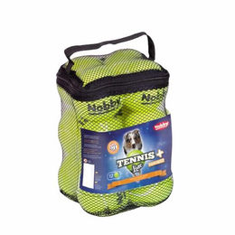 Nobby Tennisbälle mit Squeaker für Hunde Größe S 12er Netztasche sortiert in Gelb und Grün – Bild 1 von 2