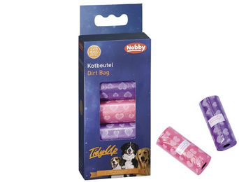 Nobby TidyUp Hundekotbeutel mit Herzchendruck 4 Rollen à 15 Beutel bunt - 4 x 15 Stk. – Bild 1 von 4