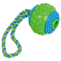 Produktbild von Nobby TPR Ball mit Seil und Schlaufe Kauspielzeug bunt grün