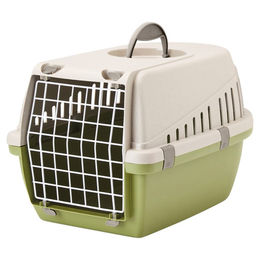Produktbild von Nobby Transportbox Trotter Mini aus Kunststoff für Hunde in Grün Weiß nach IATA Standards