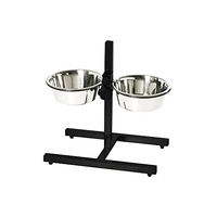 Produktbild von Nobby Verstellbarer Napfhalter Diner Bar mit 2 Edelstahl Näpfen in Schwarz und Silber - 2,8 l