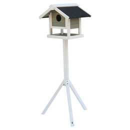 Nobby Vogelhaus Talvi aus Holz in Weiß-Graubraun mit Bitumendach 60x60x140cm – Bild 1 von 8