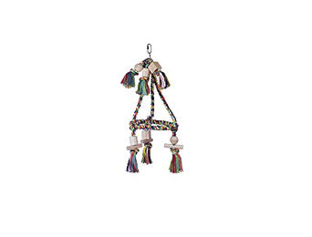 Produktbild von Nobby Vogelspielzeug Schaukel Pyramide aus Baumwolle mit bunten Holzblöcken 45 x 19 cm
