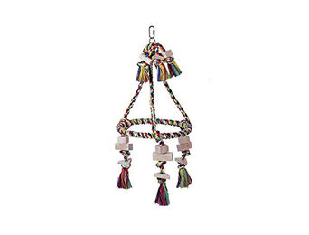 Produktbild von Nobby Vogelspielzeug Schaukel Pyramide aus Baumwolle mit Holzblöcken Bunt 59 x 30 cm