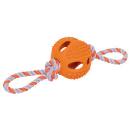 Produktbild von Nobby Vollgummi Ball mit Seil Orange
