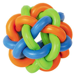 Nobby Vollgummi Knotenball Hundespielzeug aus Gummi bunt 9,5cm - 9,5 cm – Bild 1 von 3