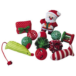 Produktbild von Nobby Weihnachtsspielzeug-Set für Katzen aus buntem Plüsch