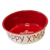 Produktbild von Nobby Xmas Edelstahlnapf Happy Xmas rot-beige rutschfest 0,84 ltr