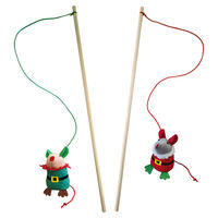 Produktbild von Nobby Xmas Katzenangel mit Weihnachtsmäusen und Catnip aus Holz bunt