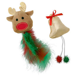 Produktbild von Nobby Xmas Katzenspielzeug Set aus Plüsch mit Elch, Glocke und Catnip in Bunt