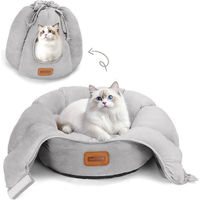 Produktbild von nobleza 2-in-1 Katzenbett und Höhle aus Plüsch Grau für erwachsene Katzen