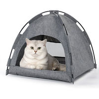 Produktbild von nobleza 2-in-1 Katzenhaus und Hundebett als Katzenhöhle aus Velours in Grau