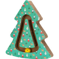 Produktbild von Nobleza 2-in-1 Kratzbrett für Katzen in Weihnachtsbaum-Form aus Pappe in Grün
