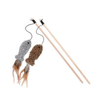 Produktbild von nobleza 2er Set Katzenangeln mit Mäusen und Holzstäben für Katzen - 2 x 1 Stk.
