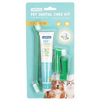 Produktbild von Nobleza 3-in-1 Zahnpflege Set für Hunde mit Zahnbürste und 70g Zahnpasta in Grün - 73 g