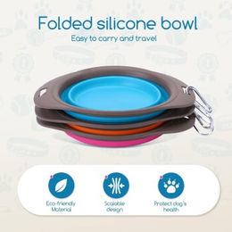 nobleza 3er Set faltbare Silikon Reisenapf für Haustiere Größe M bunt – Bild 1 von 2