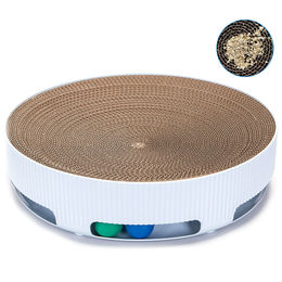 nobleza 3in1 Kratzbrett rund aus Kratzpappe für Katzen in Blau und Braun – Bild 1 von 7