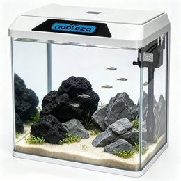 nobleza Aquarien-Set Mini Aquarium Komplettset aus Glas 30L Weiß Transparent – Bild 1 von 5