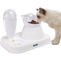 Produktbild von nobleza Futterstation 2 in 1 Katzennapf-Set mit automatischer Wasserflasche aus Kunststoff in Weiß