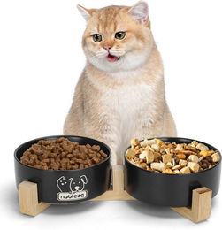 nobleza Futterstation aus Keramik für Hunde und Katzen 2 x 500ml Schwarz – Bild 1 von 5