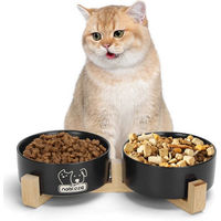 Produktbild von nobleza Futterstation aus Keramik für Hunde und Katzen 2 x 500ml Schwarz