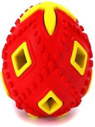 nobleza Gummi-Ei Kauspielzeug für Hunde aus Naturkautschuk in Rot und Gelb – Bild 1 von 2
