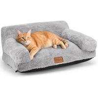Produktbild von nobleza Hundebett und Katzenbett aus Plüsch für kleine Hunde und Katzen in Grau